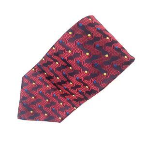 STUDIO by FUMAGALLI'S Silk Red Blue Yellow Pattern Tie Made in USA/Italy